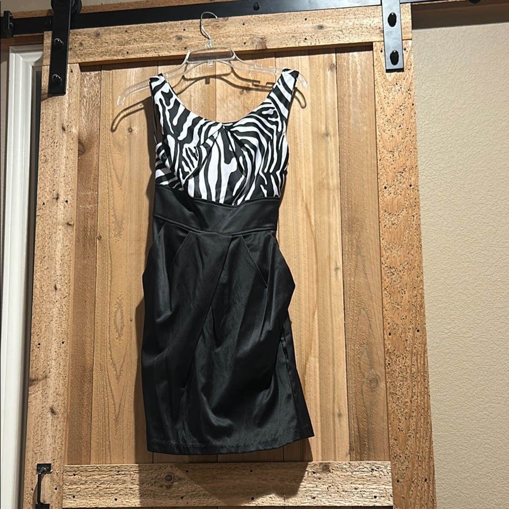 Elegant Black and White Zebra Print Dress